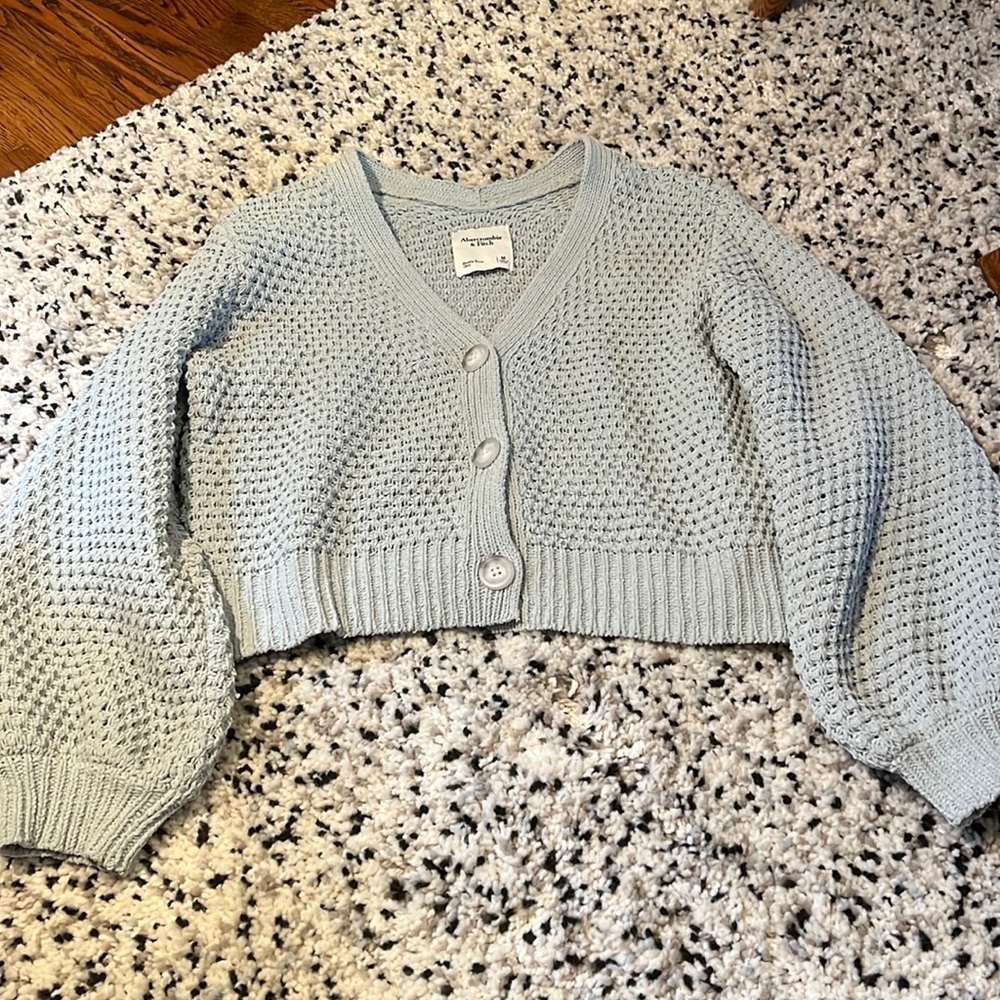 Waffle Chenille Cropped Cardigan in Mint Green